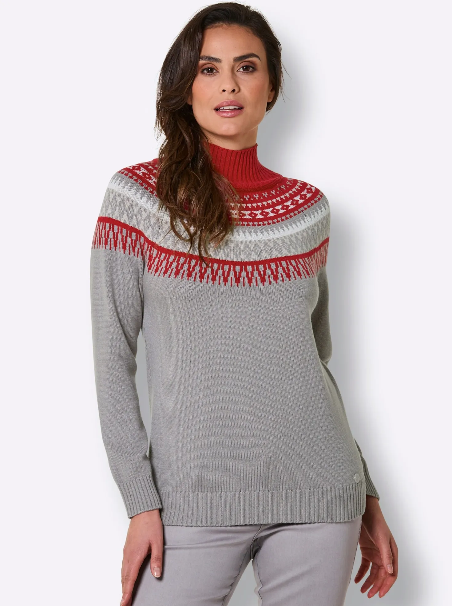 Norwegerpullover mit Jacquard-Strick