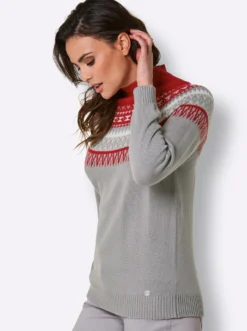 Norwegerpullover mit Jacquard-Strick