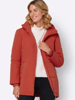 Outdoorjacke mit abnehmbarer Kapuze und Jersey-Bündchen