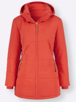 Outdoorjacke mit abnehmbarer Kapuze und Jersey-Bündchen
