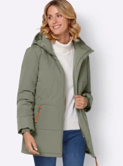 Outdoorjacke mit abnehmbarer Kapuze und Jersey-Bündchen