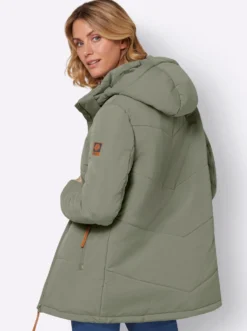 Outdoorjacke mit abnehmbarer Kapuze und Jersey-Bündchen