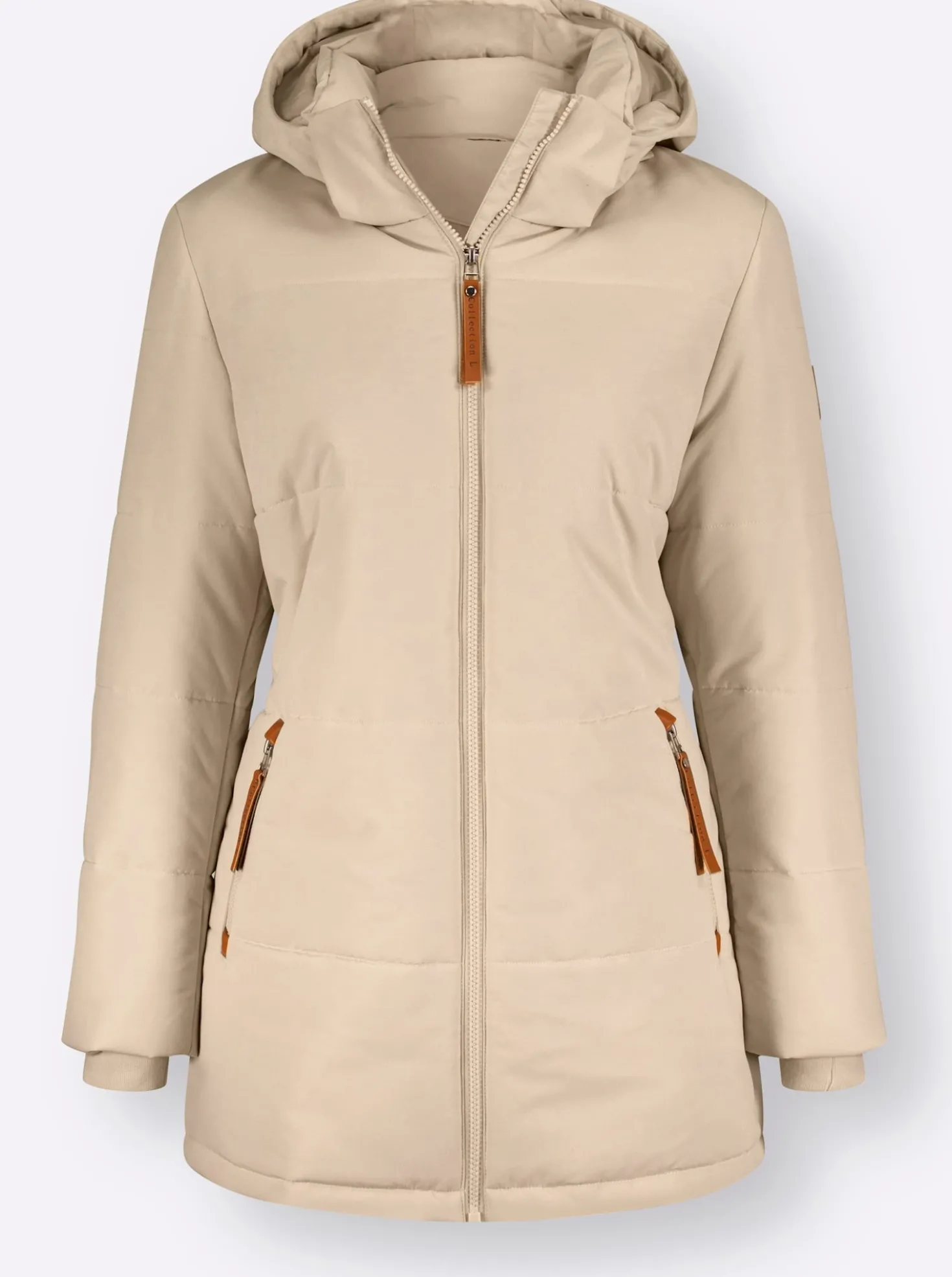 Outdoorjacke mit abnehmbarer Kapuze und Jersey-Bündchen