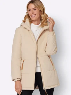 Outdoorjacke mit abnehmbarer Kapuze und Jersey-Bündchen