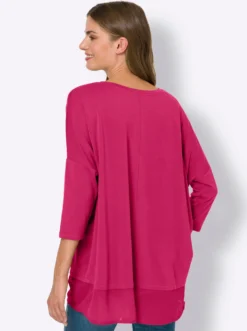 Oversize-Shirt mit Chiffon-Saum