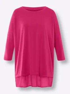 Oversize-Shirt mit Chiffon-Saum