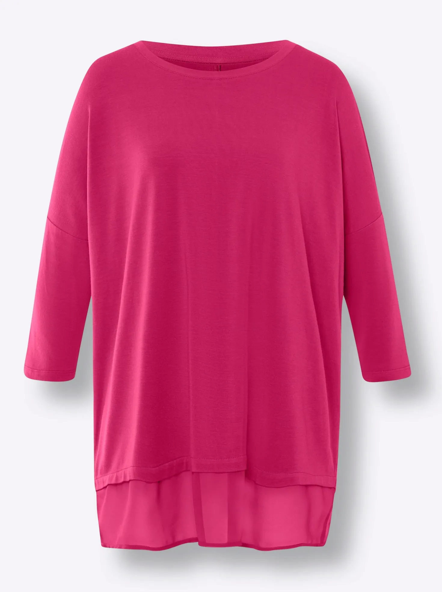 Oversize-Shirt mit Chiffon-Saum