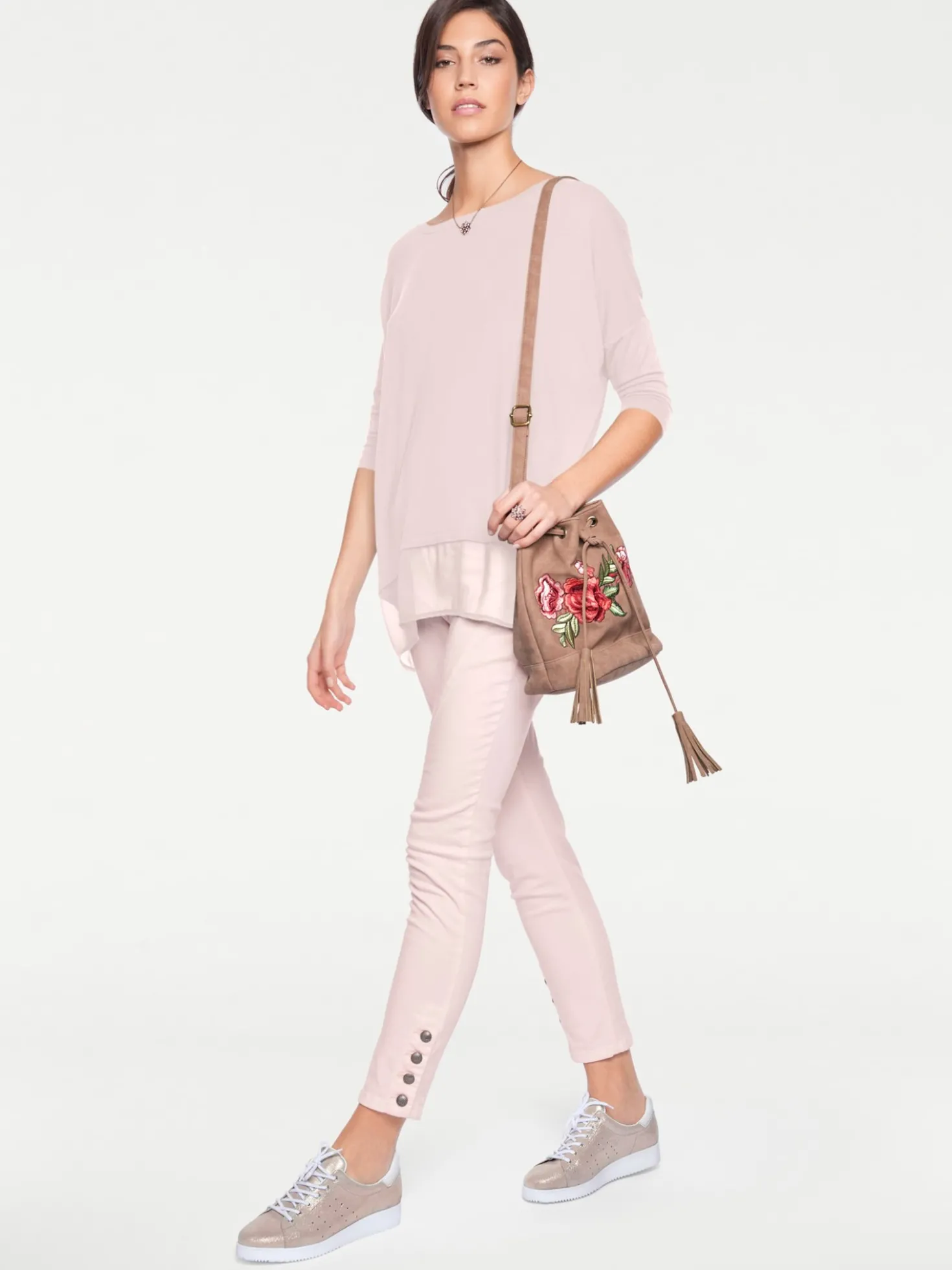 Oversize-Shirt mit Chiffon-Saum