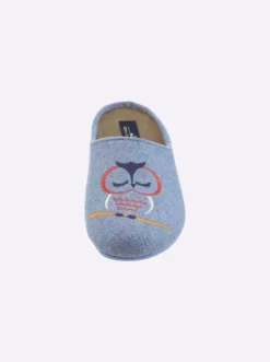 Pantoffel mit Eulen-Stickerei