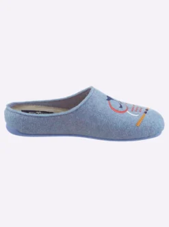 Pantoffel mit Eulen-Stickerei