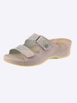 Pantolette aus Glatt- und Veloursleder