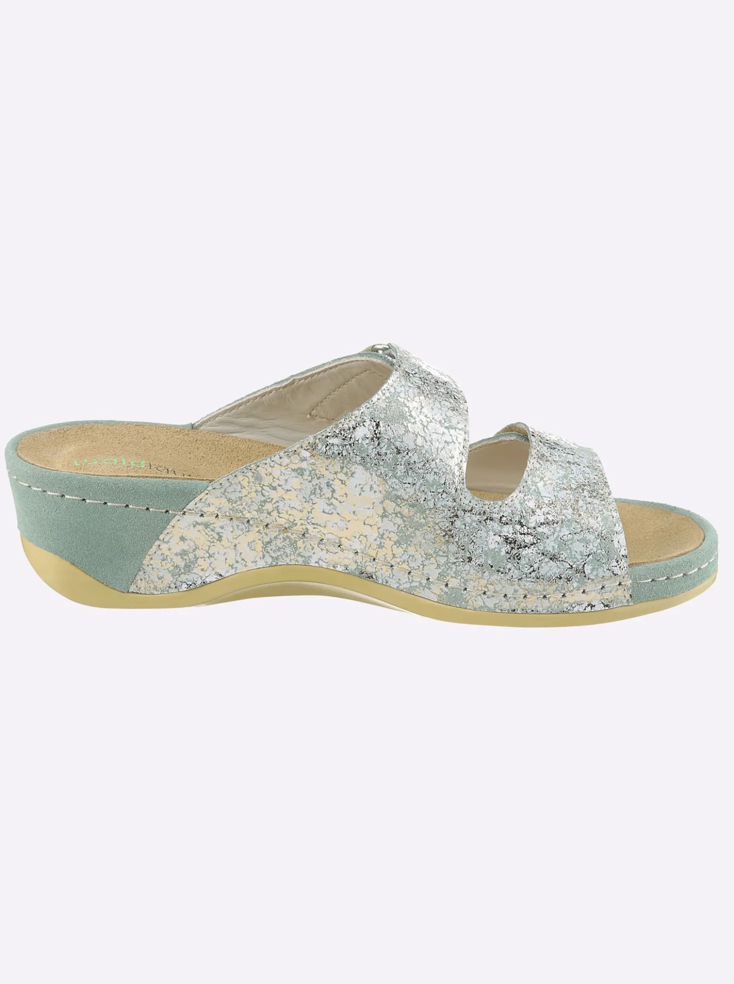 Pantolette aus Glatt- und Veloursleder