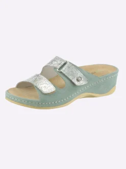 Pantolette aus Glatt- und Veloursleder