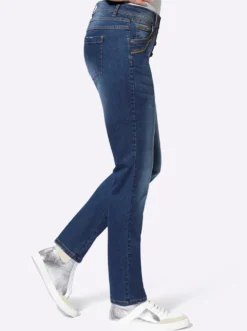 5-Pocket-Jeans mit glitzernden Schmuckknöpfen
