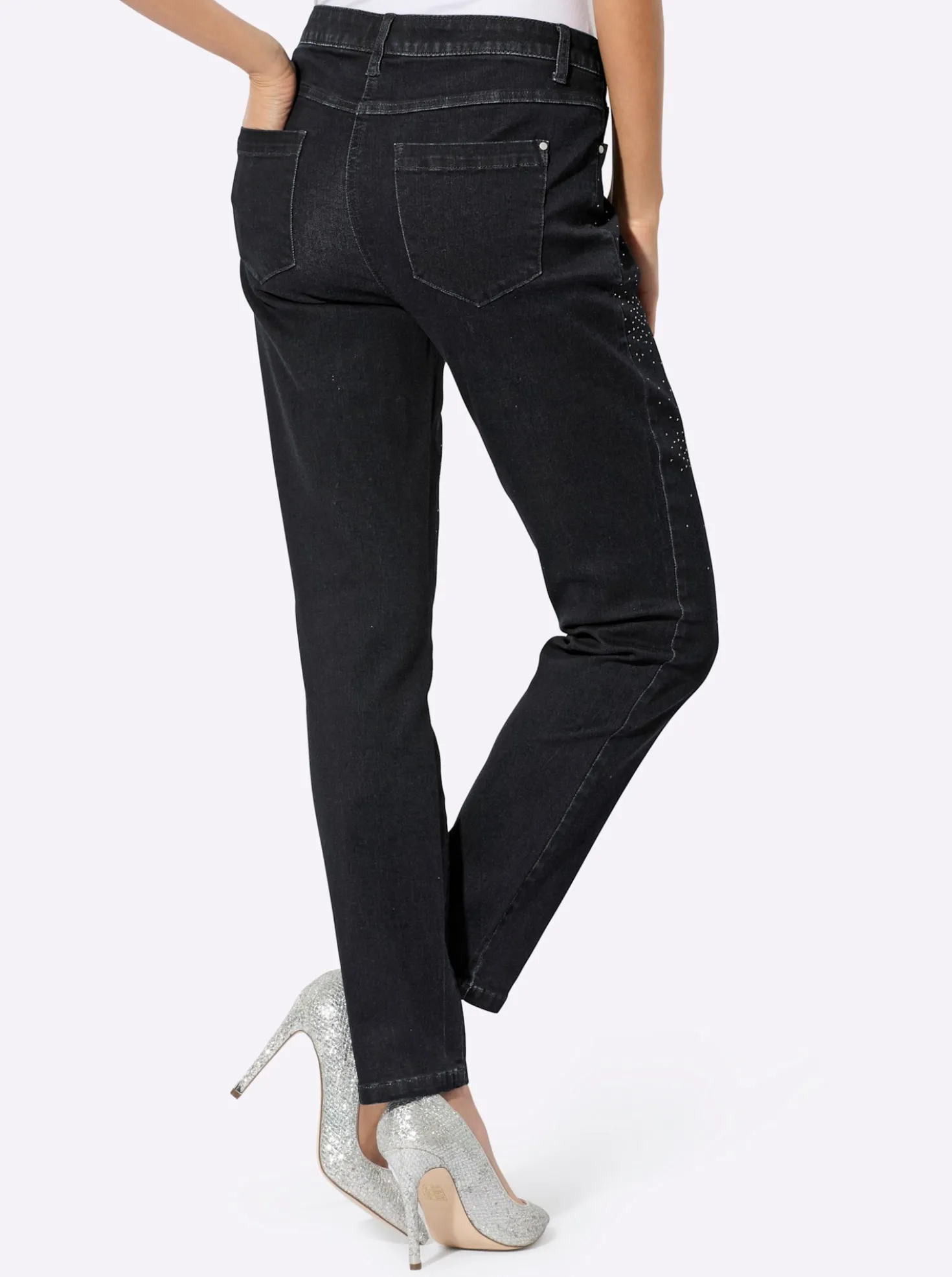 5-Pocket-Jeans mit Glitzersteinchen