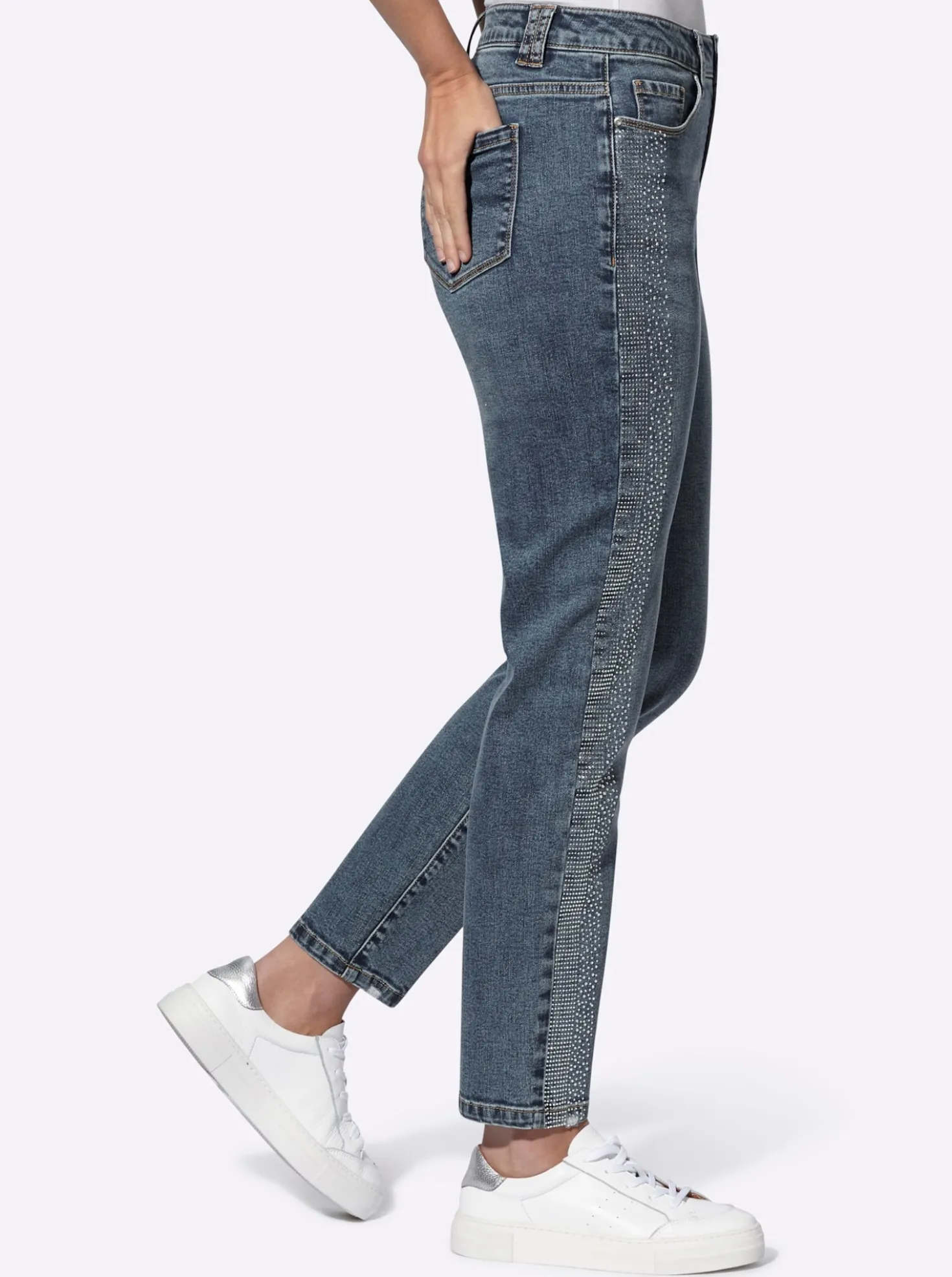 5-Pocket-Jeans mit Glitzersteinchen