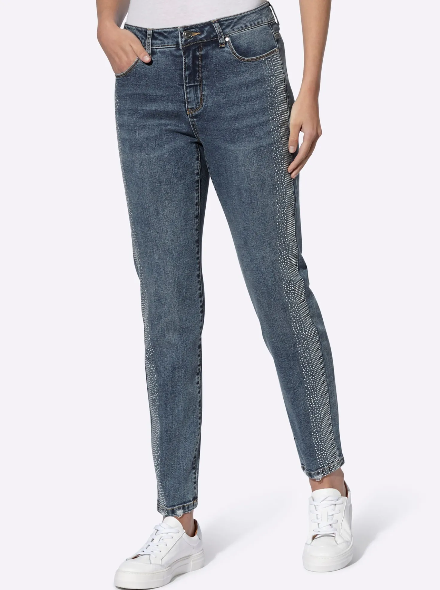 5-Pocket-Jeans mit Glitzersteinchen