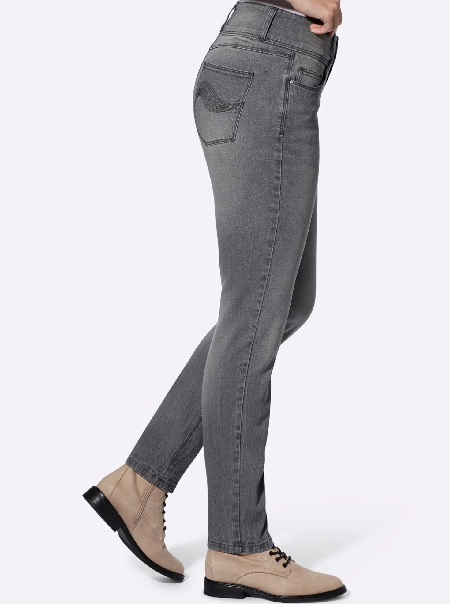 5-Pocket-Jeans mit hohem Bund