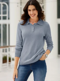 Polopullover aus meliertem Garn
