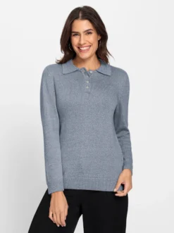 Polopullover aus meliertem Garn