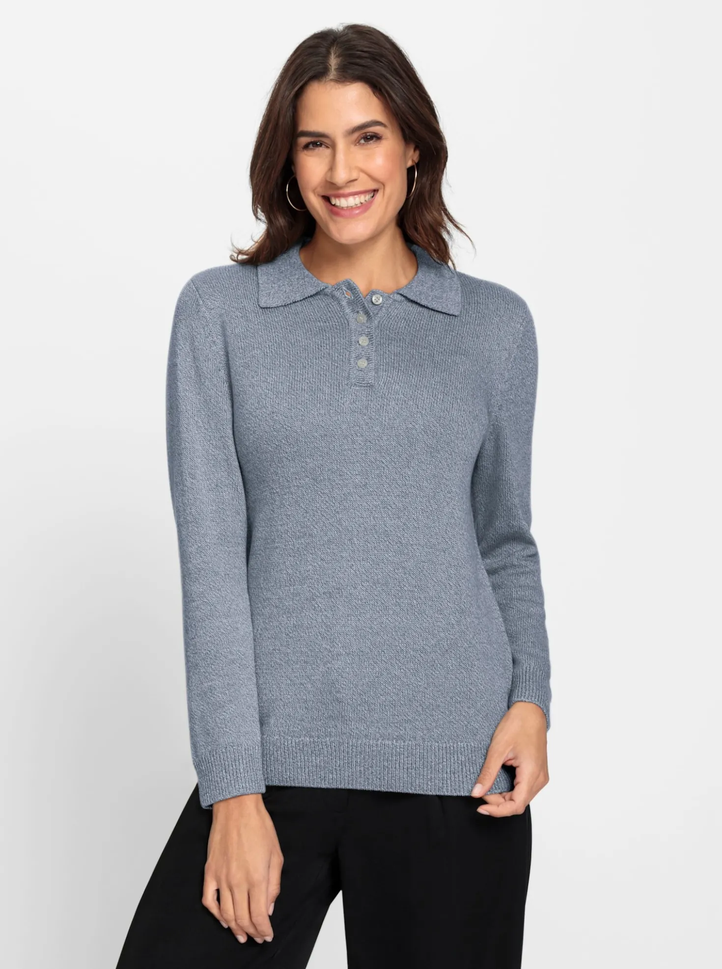 Polopullover aus meliertem Garn