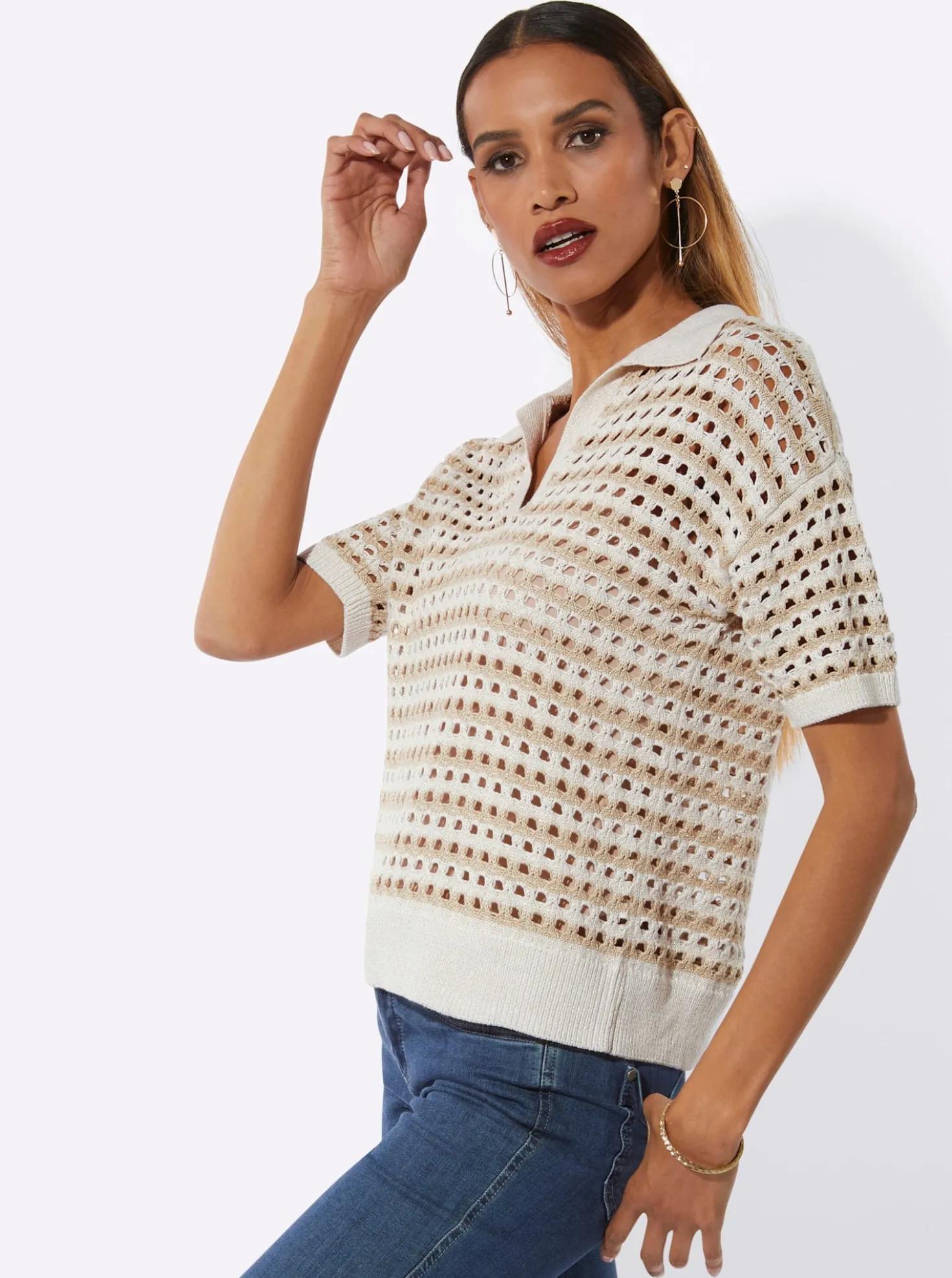 Polopullover im Viskose-Polyester-Lyocell-Mix