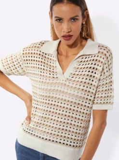 Polopullover im Viskose-Polyester-Lyocell-Mix