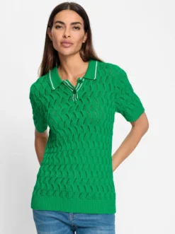 Polopullover in Ajourstrickmuster