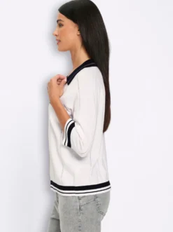 Polopullover mit Ajour-Streifen