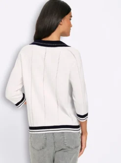 Polopullover mit Ajour-Streifen