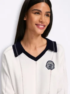 Polopullover mit Ajour-Streifen