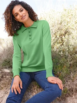 Polopullover mit kurzer Knopfleiste