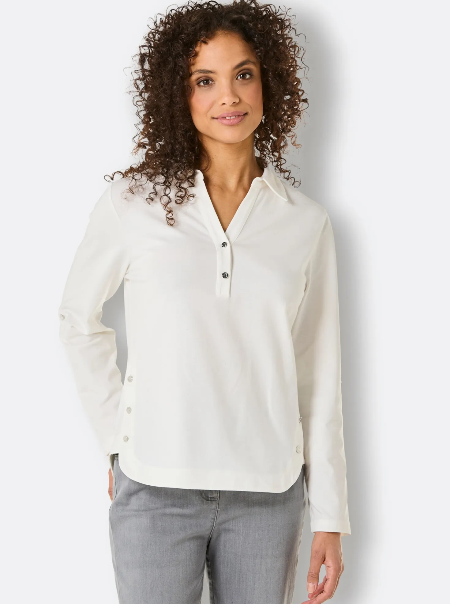 Poloshirt Mit abgerundetem Saum