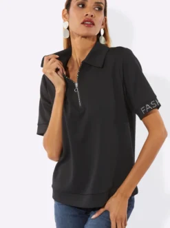 Poloshirt mit Glitzersteinchen