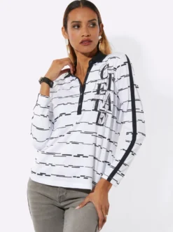 Poloshirt mit glänzenden Ziersteinchen