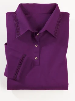Poloshirt mit Häkelspitzen-Detiails