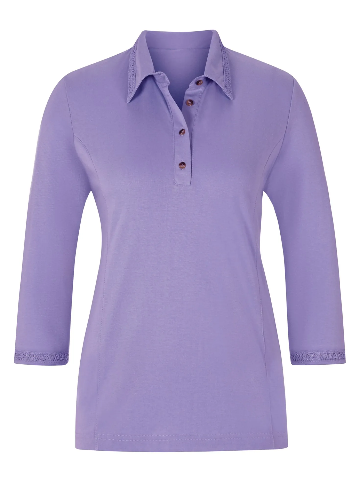 Poloshirt mit Häkelspitzen-Detiails