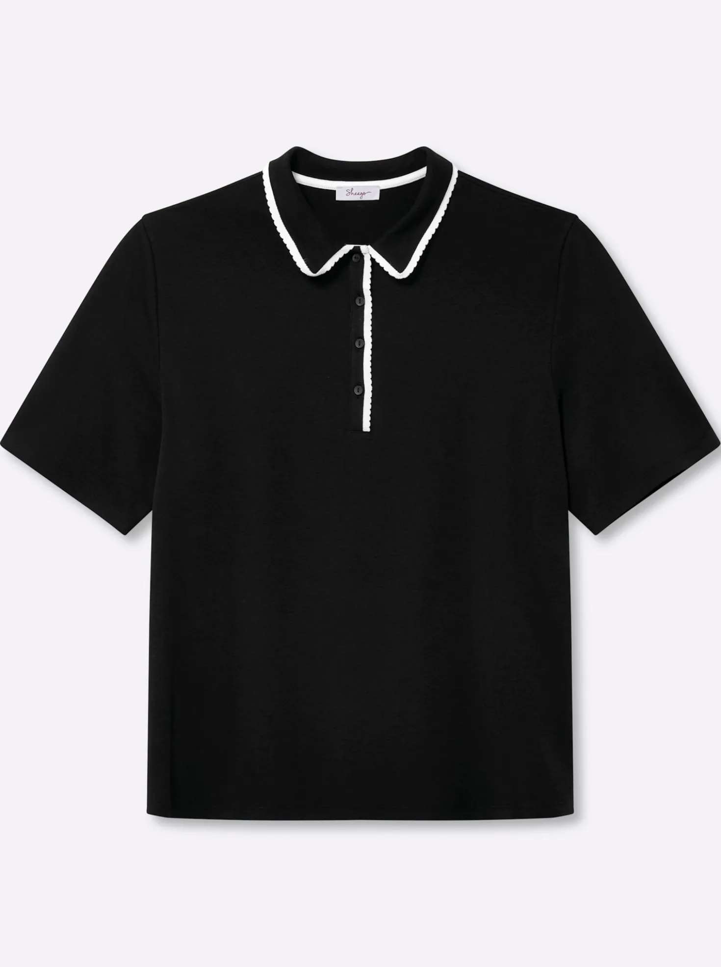 Poloshirt mit kontrastfarbener Wellensaumkante