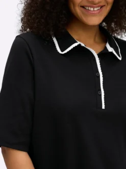 Poloshirt mit kontrastfarbener Wellensaumkante