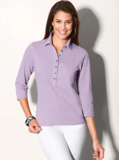 Poloshirt mit langer Knopfleiste