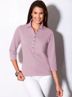 Poloshirt mit langer Knopfleiste