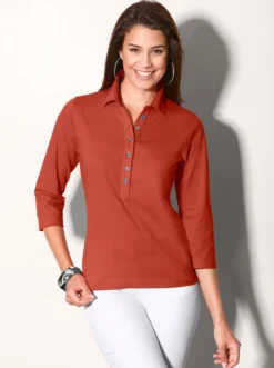 Poloshirt mit langer Knopfleiste