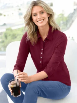 Poloshirt mit langer Knopfleiste