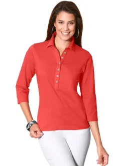 Poloshirt mit langer Knopfleiste