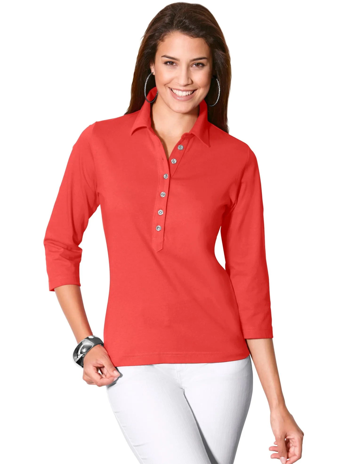 Poloshirt mit langer Knopfleiste