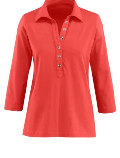 Poloshirt mit langer Knopfleiste