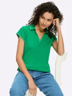Poloshirt mit Ripp-Struktur