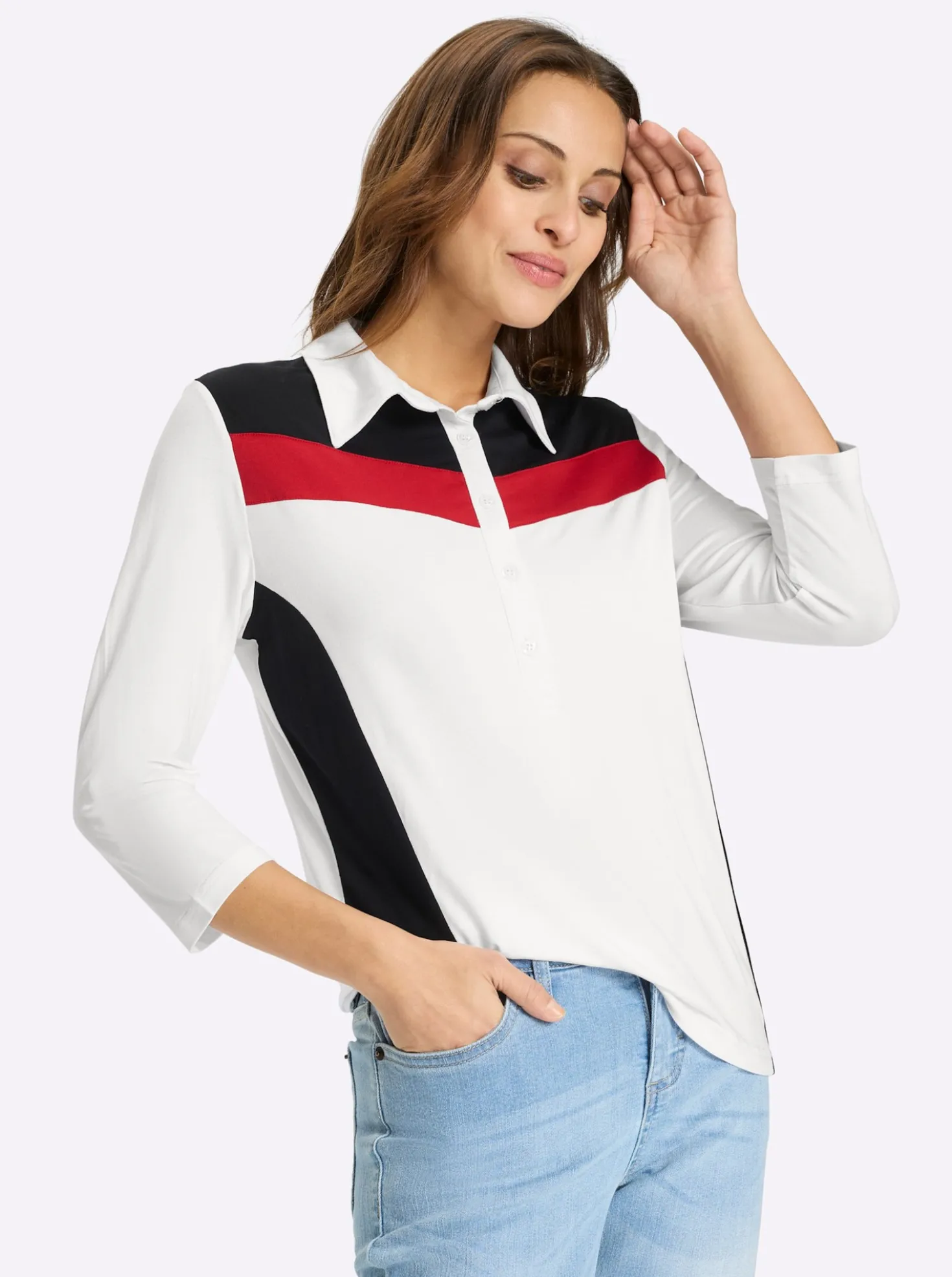 Poloshirt mit seitlichen Kontrast-Einsätzen