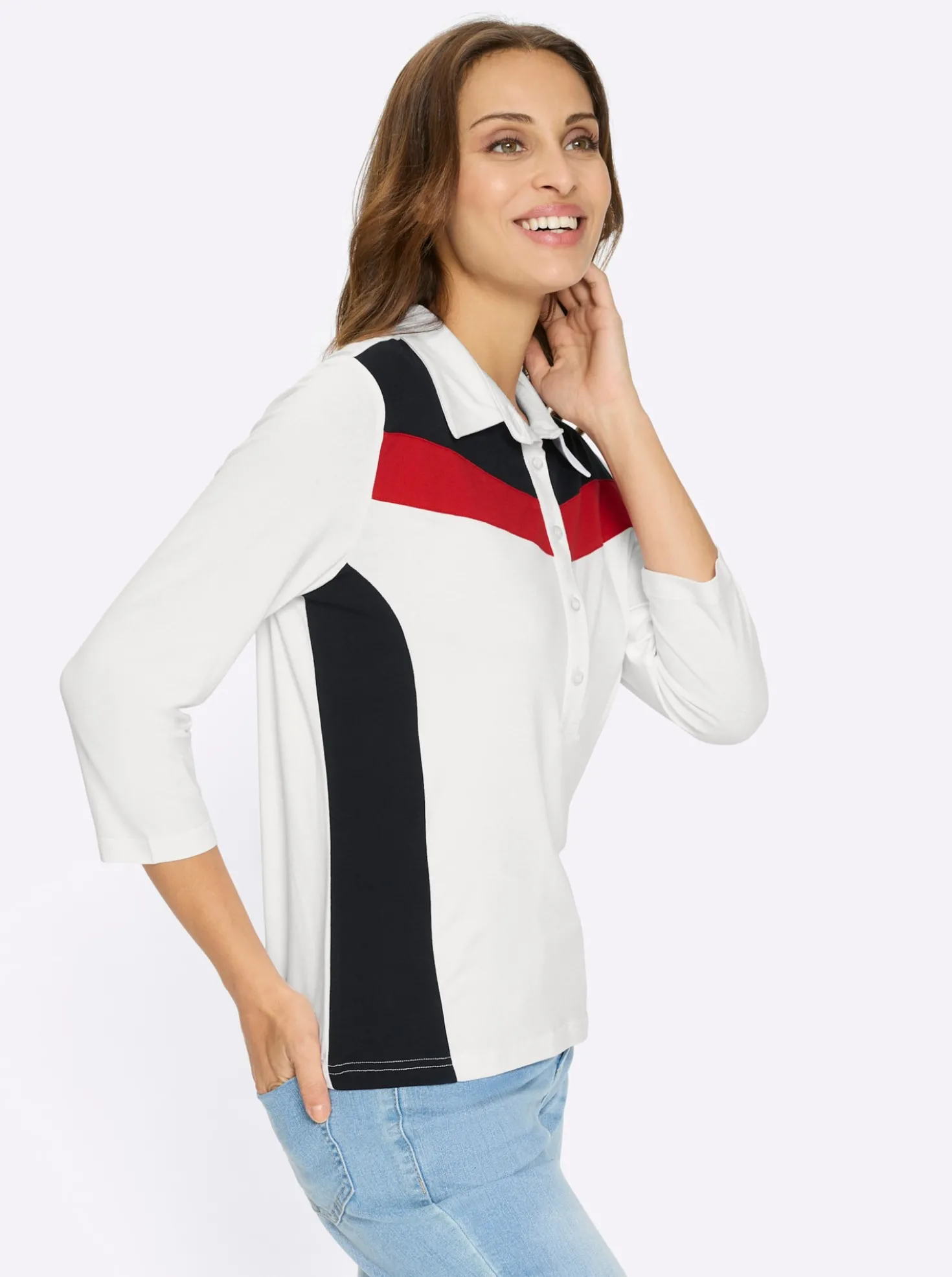 Poloshirt mit seitlichen Kontrast-Einsätzen