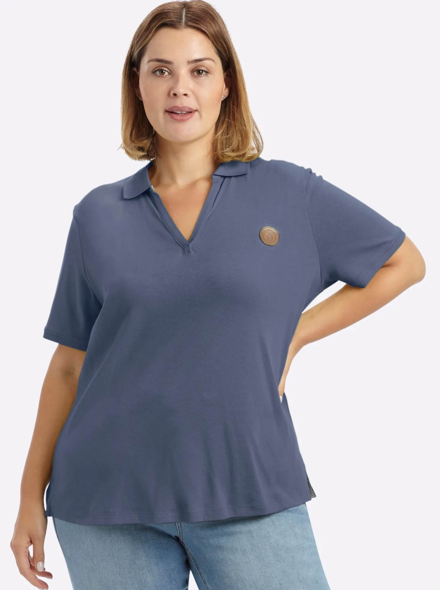 Poloshirt mit V-Ausschnitt